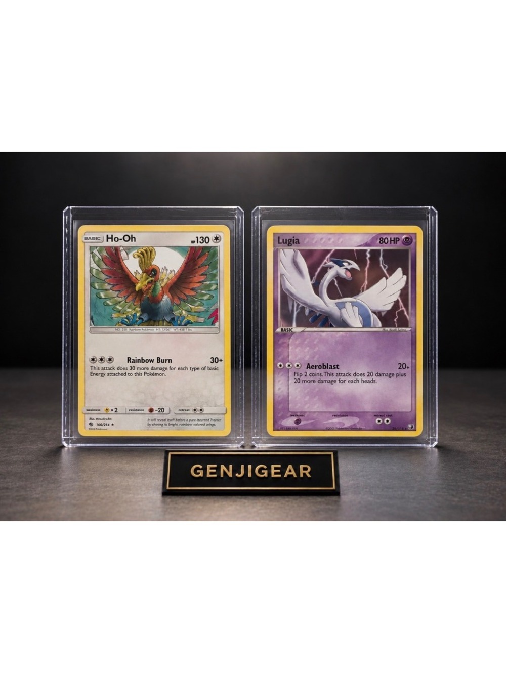 Pokemon Ho-Oh & Lugia Trading Cards Set in Protective Cases